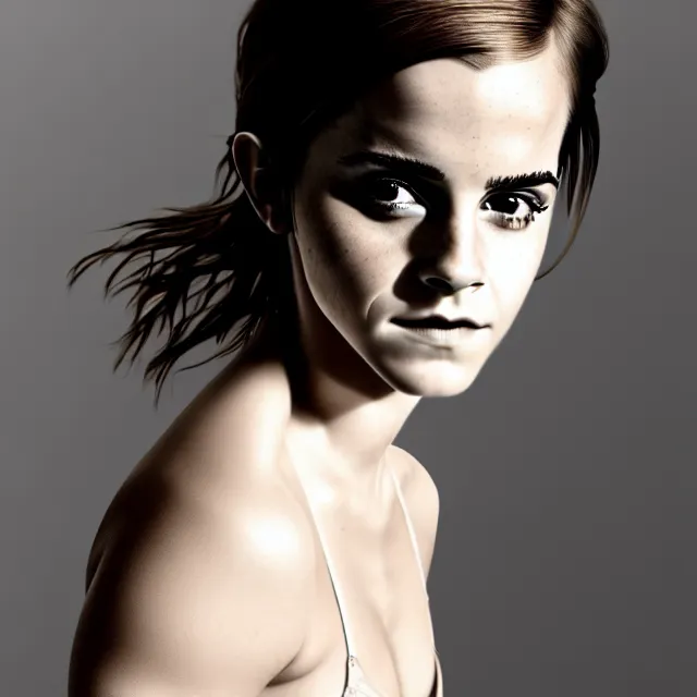 Image similar to emma watson, fit body, highly detailed, 4 k, hdr, smooth, sharp focus, high resolution, award - winning photo, boris valejo, photorealistic