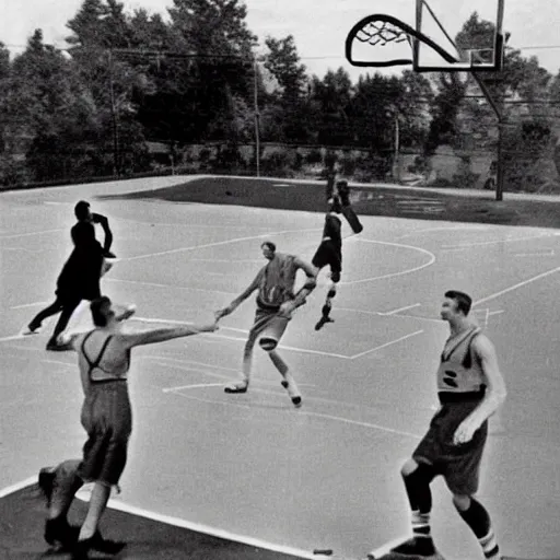 Image similar to hitler playing basketball, realistic, detailed, upscaled