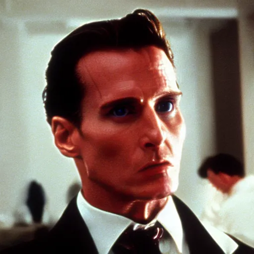 Prompt: Face of Patrick Bateman in American Psycho (1999)