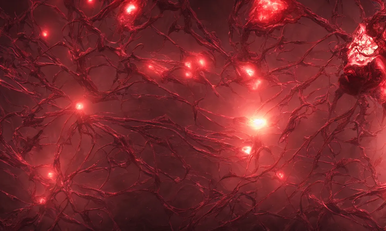 Image similar to A bloody red neurological network spanning across the galaxy,, realistic 4k octane beautifully detailed render, 4k post-processing, highly detailed, intricate complexity, epic composition, magical atmosphere, cinematic lighting, masterpiece, ultra hd