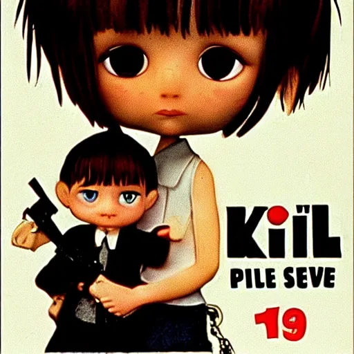 Prompt: Kiki from Kikis Delivery Servcie in the 1994 movie Léon: The Professional, promotional poster