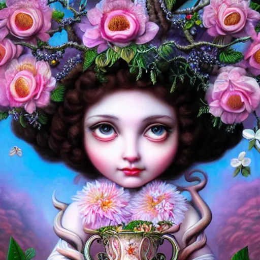 Prompt: the goddess of spring highly detailed, ultra realistic digital painting, rococo, artstation, concept art, pop, smooth, sharp focus, illustration, art by mark ryden and lisa frank 3 d 8 k ultra detailed