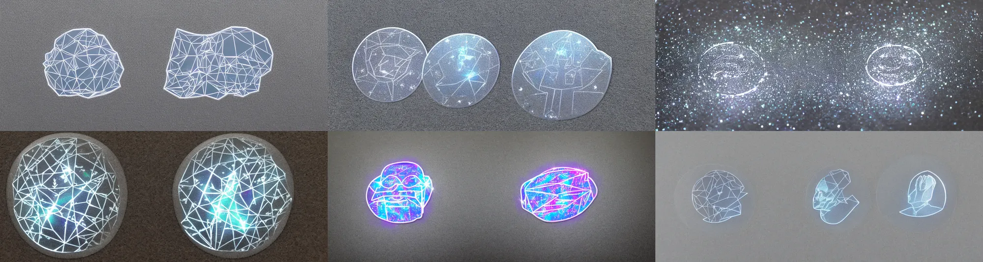 Prompt: photo of a Silver hologram sticker , 80mm