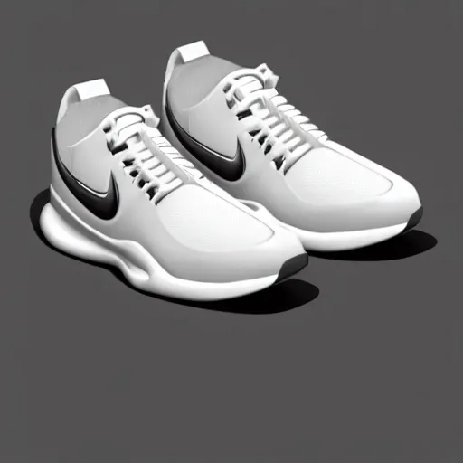 Prompt: a realistic white nike shoe inspired by spaceship interiors with technical mech details