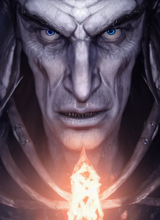 Image similar to hades ultra detailed fantasy, elden ring, realistic, dnd character portrait, full body, dnd, rpg, lotr game design fanart by concept art, behance hd, artstation, deviantart, destiny 2, global illumination radiating a glowing aura global illumination ray tracing hdr render in unreal engine 5