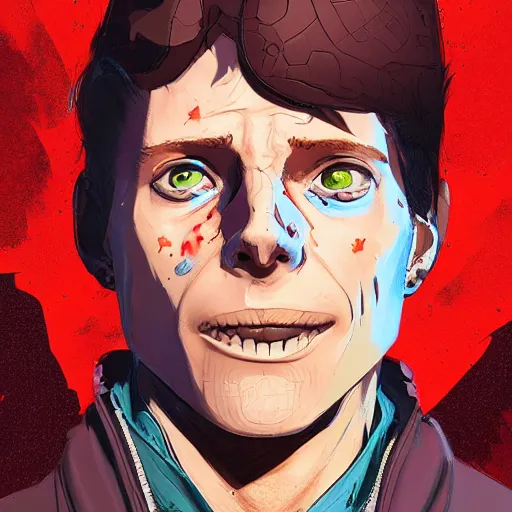 Image similar to a study of cell shaded portrait of marty mcfly as Borderlands 3 concept art, llustration, post grunge, concept art by josan gonzales and wlop, by james jean, Victo ngai, David Rubín, Mike Mignola, Laurie Greasley, highly detailed, sharp focus, alien, Trending on Artstation, HQ, deviantart, art by artgem