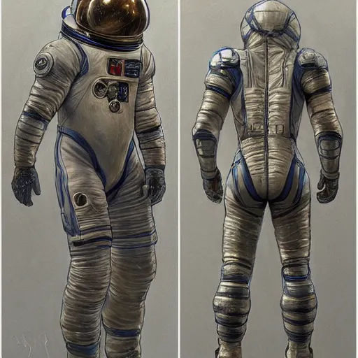 Image similar to Character front and back view of Astronaut by Donato Giancola, Trending on artstation and pixiv