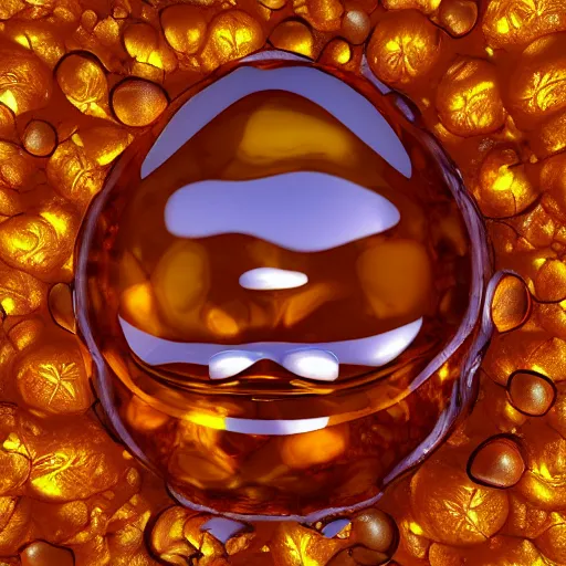 Image similar to living blob made out of amber, hd