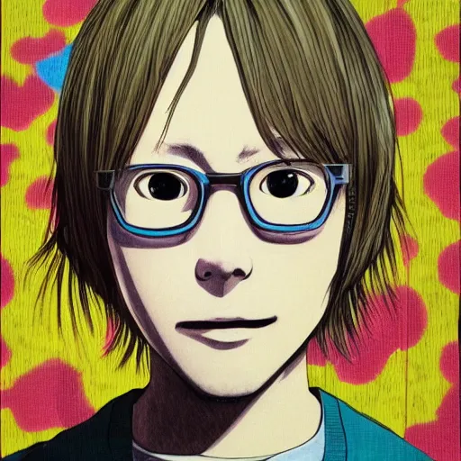 Image similar to a colorful portait of a boy from inio asano, detailed