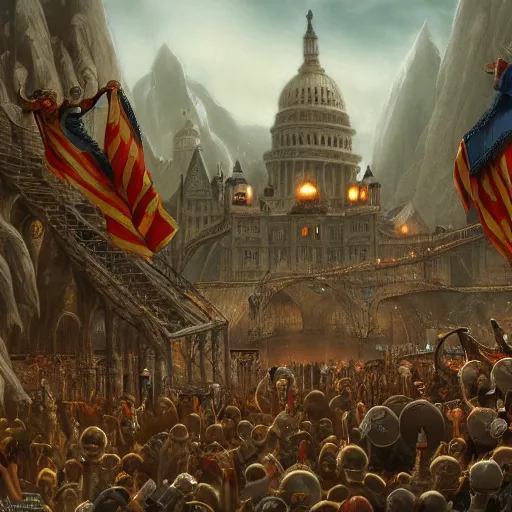 Prompt: donald trump macarena, a detailed matte painting by anton pieck, deviantart contest winner, fantasy art, concept art, official art, matte drawing