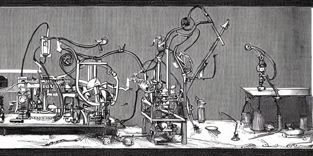 Image similar to illustration of a mad scientist's machine