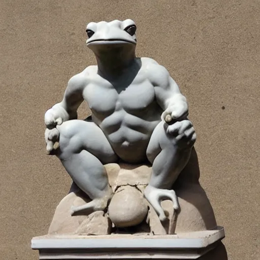 Image similar to greek statue of a buff frog