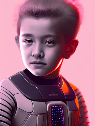 Prompt: a stunning portrait of a bionic kid from 2 0 7 0 s, ultra detail, professional digital art, master study, trending on artstation