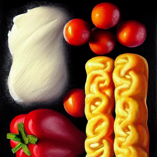 Image similar to frozen food website!! painting by emanuele dascanio and robin eley and dru blair
