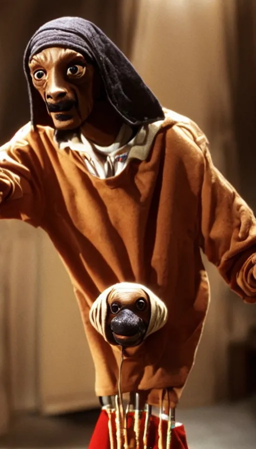 Image similar to e. t. snoop dog, cinema still