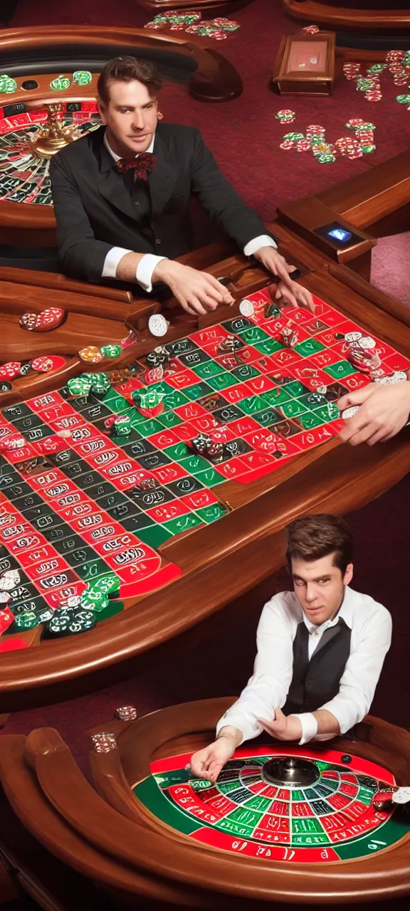 Image similar to raoul duke gambling at a roulette table, 4 k, detailed, photo, realistic, coherent