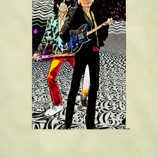 Prompt: rolling stones, painted black, hyper detail, in style of moebius