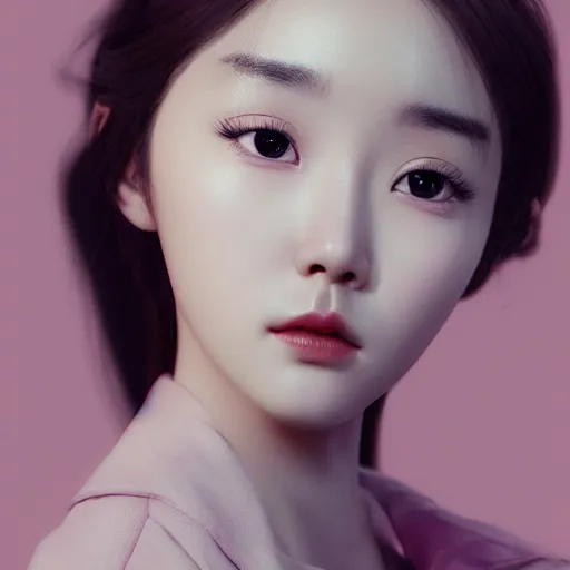 Prompt: portrait of IU aka Lee Ji-eun, seductive look, rule of thirds,, smooth,, sharp focus, James Jean pastiche by James Jean, octane render