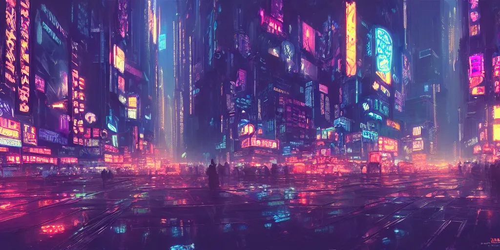 Image similar to New York City by Neon Light, in the style of Cyberpunk Impressionism, Krenz Cushart, Moebius, and Muchain, Prismatic, Rococo, Pearlescent, reflective, shimmering, highly detailed, masterpiece, dreamy, concept art, Cinema lighting, 8k, trending on artstation