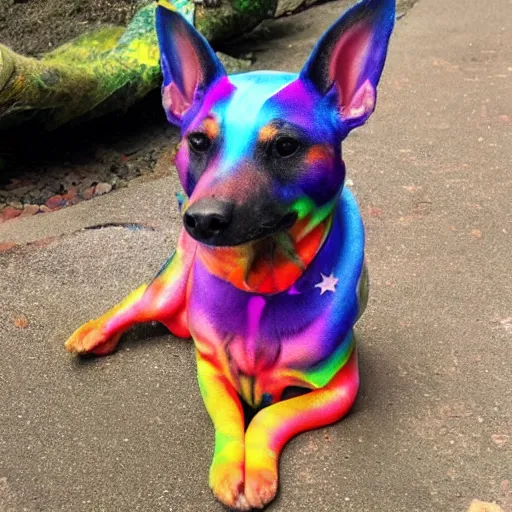 Image similar to rainbow cosmic dog