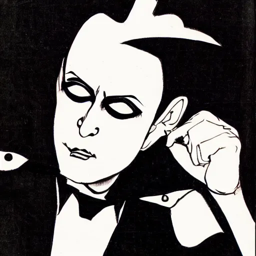 Prompt: a high quality product photo ad of klaus nomi with a technical reed rollerball pen exacto knife by junji ito, sharpie ethereal eel