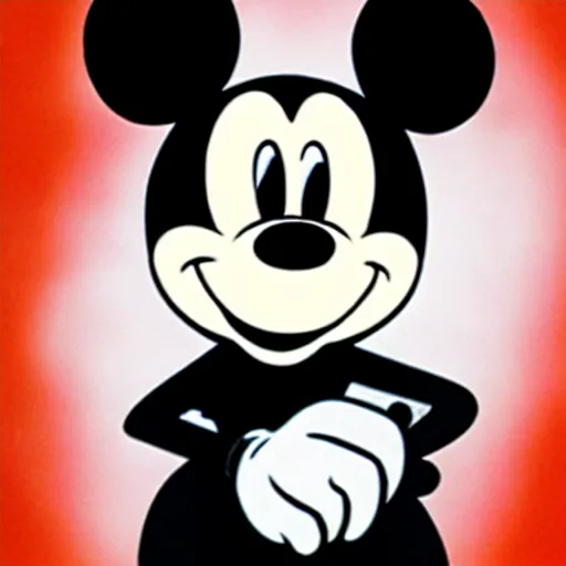 Image similar to Mickey Mouse smoking a big joint. He's stoned. His eyes are bloodshot