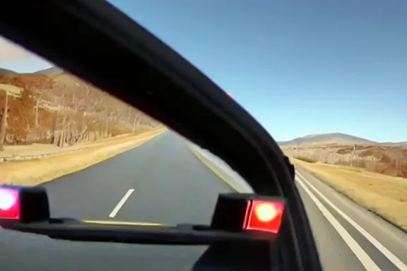 Image similar to dash cam footage of a car flying in the air