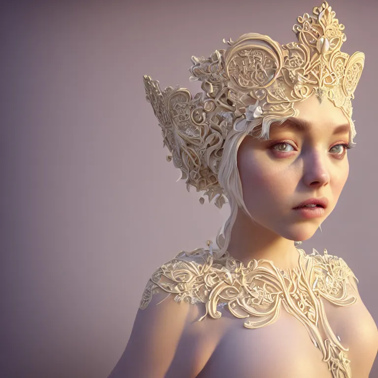 Image similar to wonderful princess of cream vines with a cream skin, ornate 8 k gorgeous intricate cream detailed, accent white lighting, dramatic light, octane render