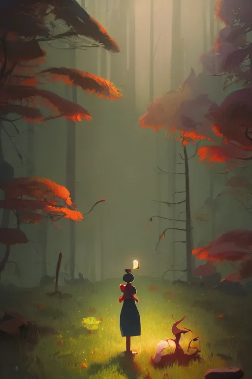 Image similar to a moment of pure bliss in front of the small house in the forest, cory loftis, james gilleard, atey ghailan, goro fujita, character art, exquisite lighting, clear focus, very coherent, plain background, dramatic painting