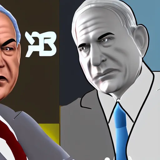 Image similar to a 3 d render of benjamin netanyahu as a video game character