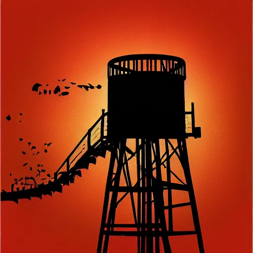 Prompt: the watchtower, stencil art, modern, gradients