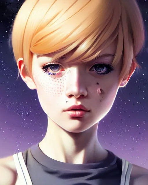 Image similar to portrait anime space cadet girl cute - fine - face, pretty face, realistic shaded perfect face, fine details. anime. realistic shaded lighting by ilya kuvshinov giuseppe dangelico pino and michael garmash and rob rey, iamag premiere, aaaa achievement collection, elegant freckles, fabulous, eyes open in wonder