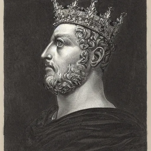 Image similar to a portrait of the head of a roman emperor with a crown of laurels ( c. 1 8 8 0 - 1 8 9 2 ) drawing in high resolution by otto eerelman