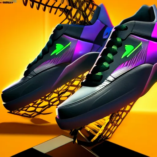 Image similar to nike airforce from cyberpunk 2 0 7 7, 3 d, ultra - realistic