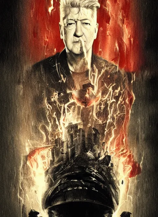 Image similar to a poster of david lynch in the marvel cinematic universe, portrait, official marvel media, poster artwork, highly detailed, 4 k