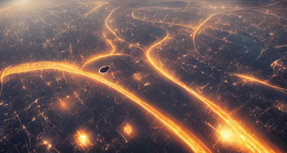 Image similar to a beautiful photograph of space city moskov city in orbit black hole, rectilinear, barometric projection, dutch angle from space view, concept art, high detail, intimidating, deep rich colors, iridescent radiance, epic scale ultrawide angle, stunning, epic, great migration, cinematic, Artstation trending, octane render, hyperrealistic, Cryengine 8k UHD