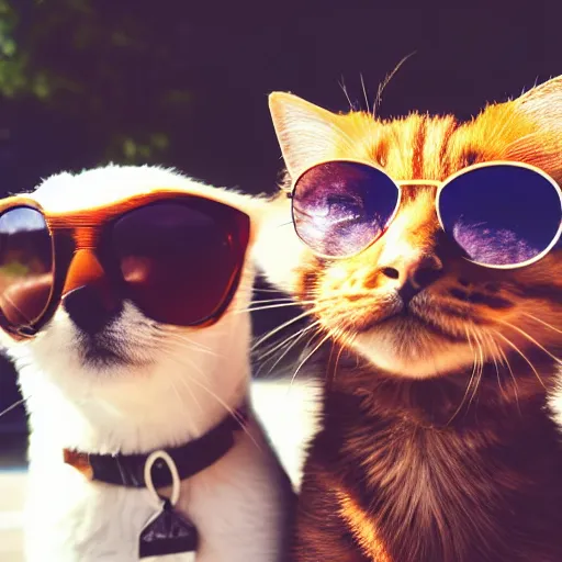 two cats wearing sunglasses