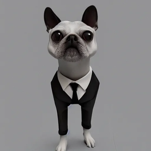 Image similar to photorealistic dog wearing business suits from vogue magazine