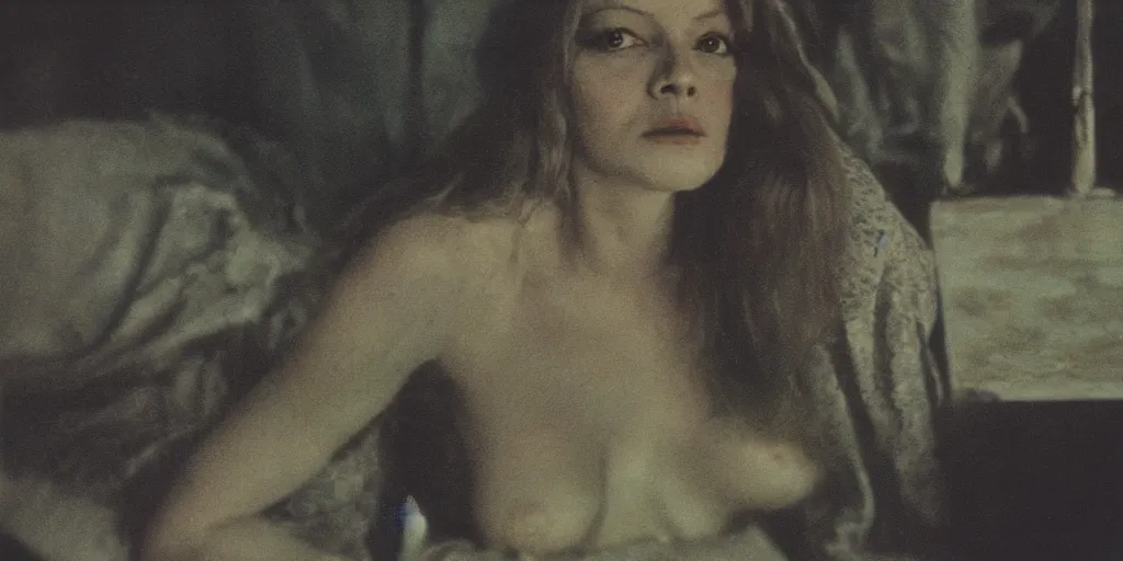 Image similar to detailed medium format photo, polaroid still from tarkovsky movie, portrait of 1 9 7 0's adult film star seka, haze, high production value, intricate details, 8 k resolution, hyperrealistic, hdr, photorealistic, high definition, tehnicolor, award - winning photography, masterpiece, amazing colors