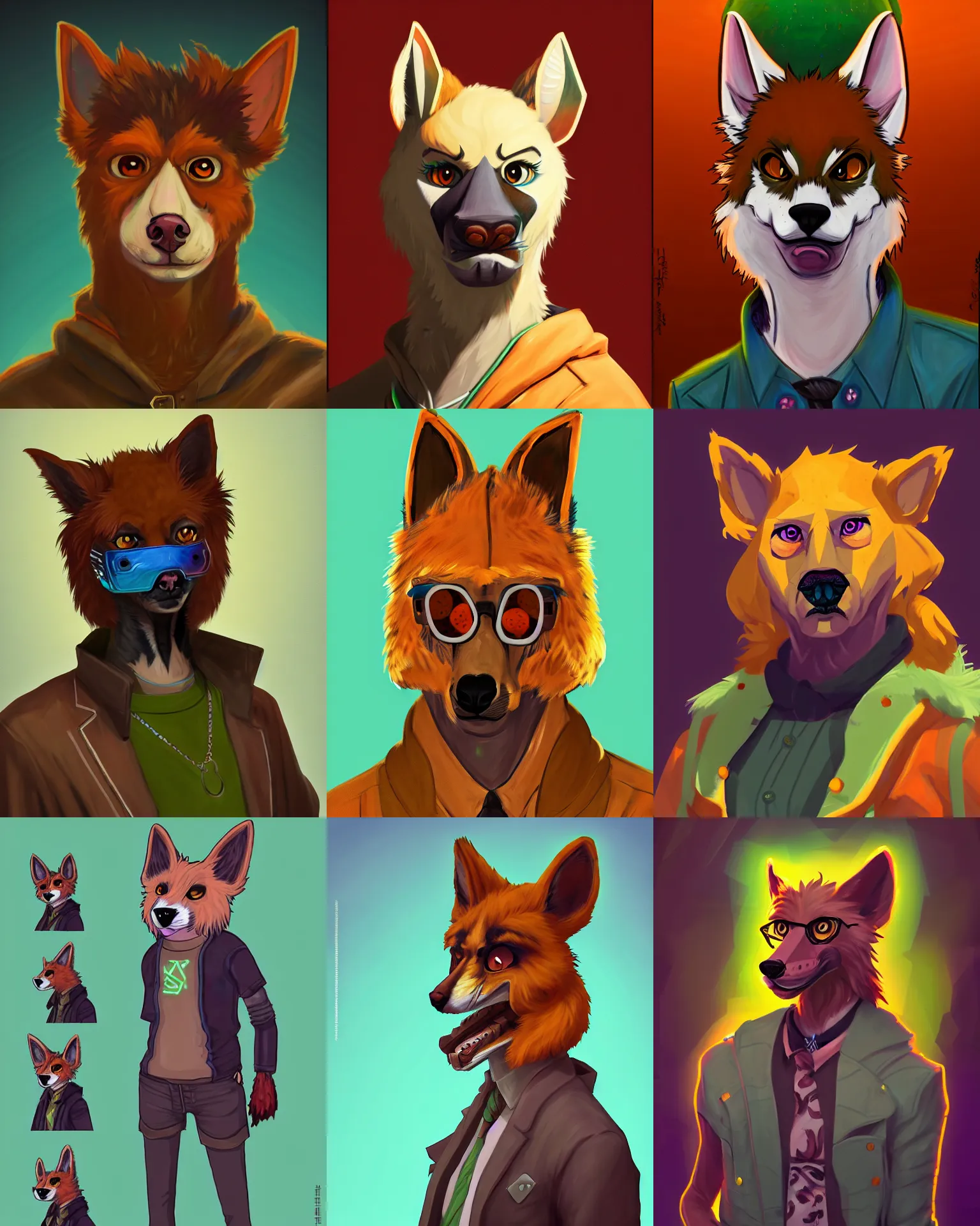 Prompt: painted portrait of a fursona, in the style of the characters from the pc game disco elysium ( by za / um )