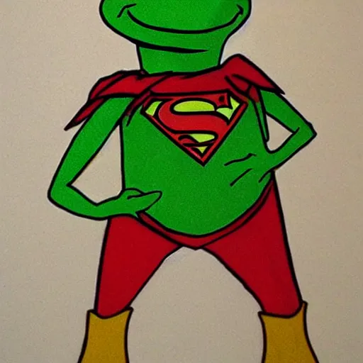 Image similar to Kermit the Frog as Superman