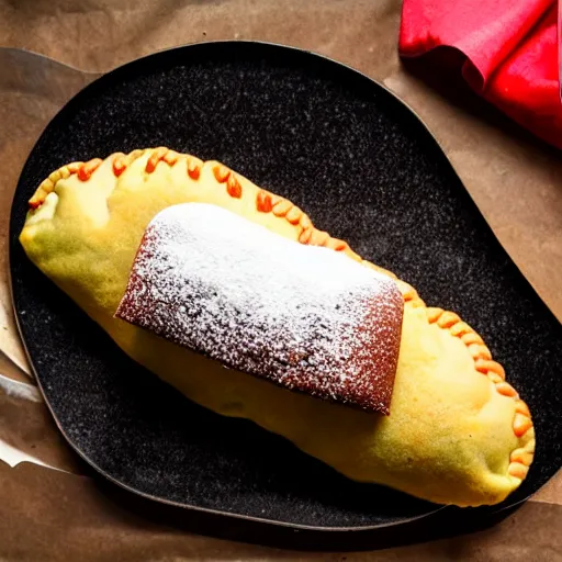 Image similar to a cake made of panzerotti, food photography