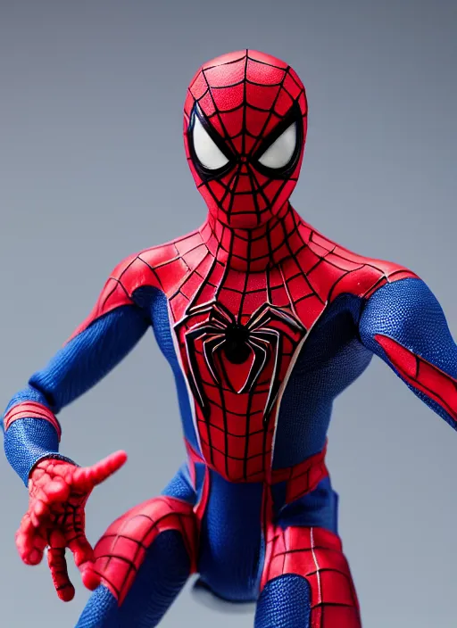 Prompt: product photography of a claymation action figure mechanical spiderman, depth of field, zeiss lens, detailed, centered, by erwin olaf, joop geesink, wes anderson, breathtaking, 8 k resolution, extremely detailed, beautiful, establishing shot, realistic materials, hyperrealistic