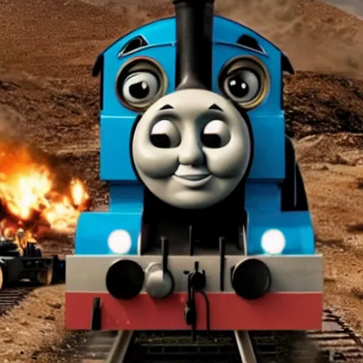 Image similar to still frame of Thomas the Tank Engine in MAD MAX: FURY ROAD (2015)