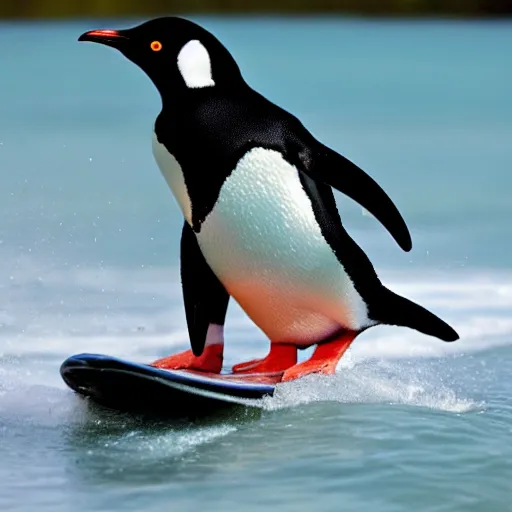 Prompt: Penguin surfing on a bong