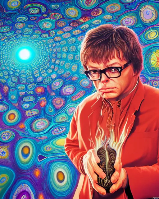 Prompt: portrait ultra dimensional austin powers entity, accidentally tripping on dmt and acid, psychedelic experience, overwhelming psychosis of self realization and burning awakening, ultra high definition, unreal engine 5, hyperrealism, masterpiece composition, by casey weldon, barclay shaw 8 k photorealistic