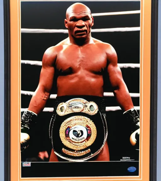 Prompt: autographed picture of mike tyson as heavy weight champion of the world