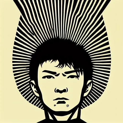 Prompt: portrait of saitama by mcbess and shepard fairey