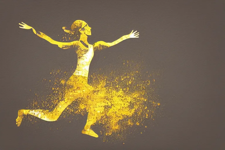 Prompt: beautiful serene volleyball player, healing through motion, life, minimalistic golden ink airbrush painting on white background