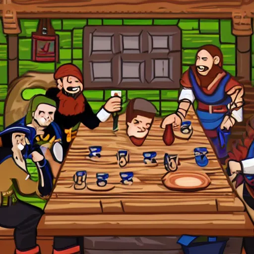 Image similar to important pirates drinking grog in a tavern table 16 bit
